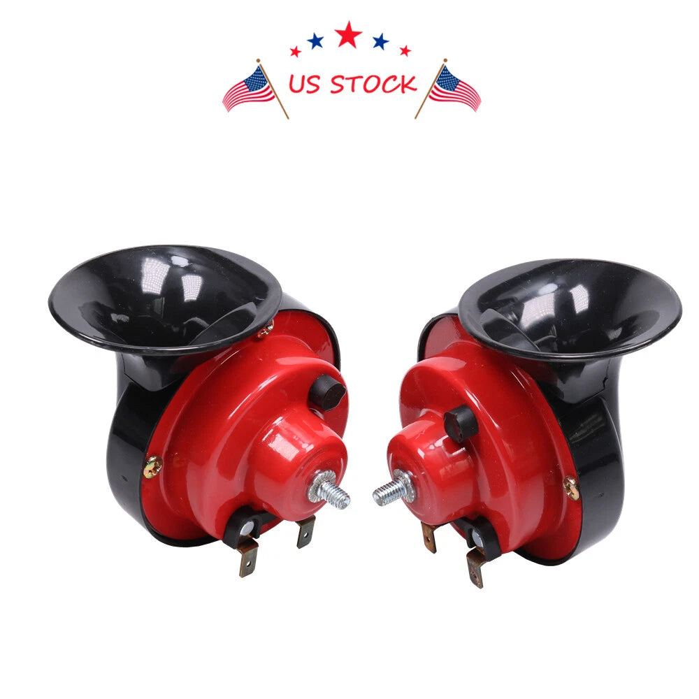 2X Super Loud Snail Air Train Horns for Car Truck SUV Boat Motorcycle (12V)