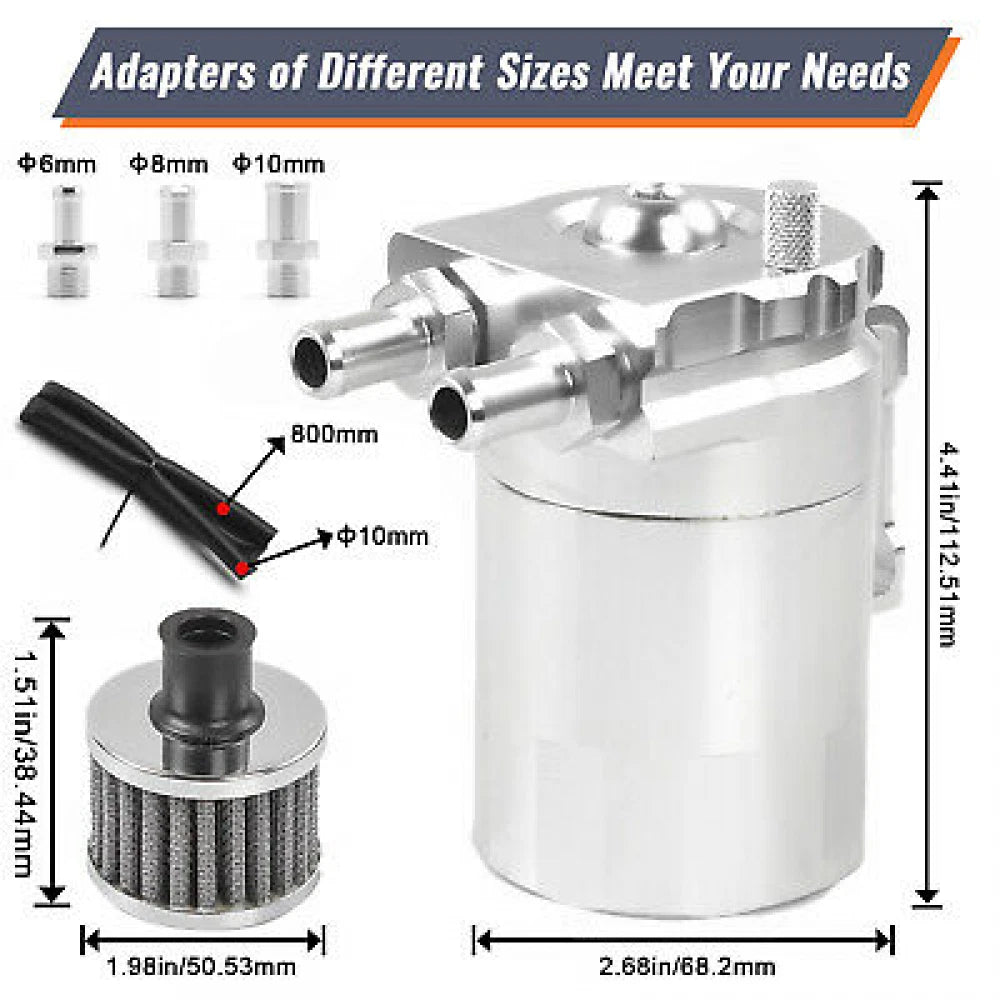 Oil Catch Can Kit 300ML Baffled Reservoir Breather Filter for Universal
