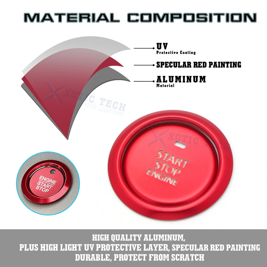 Red Alloy Engine Start & Cigarette Lighter Eject Button Trim for Mazda 3 (2020-2024)