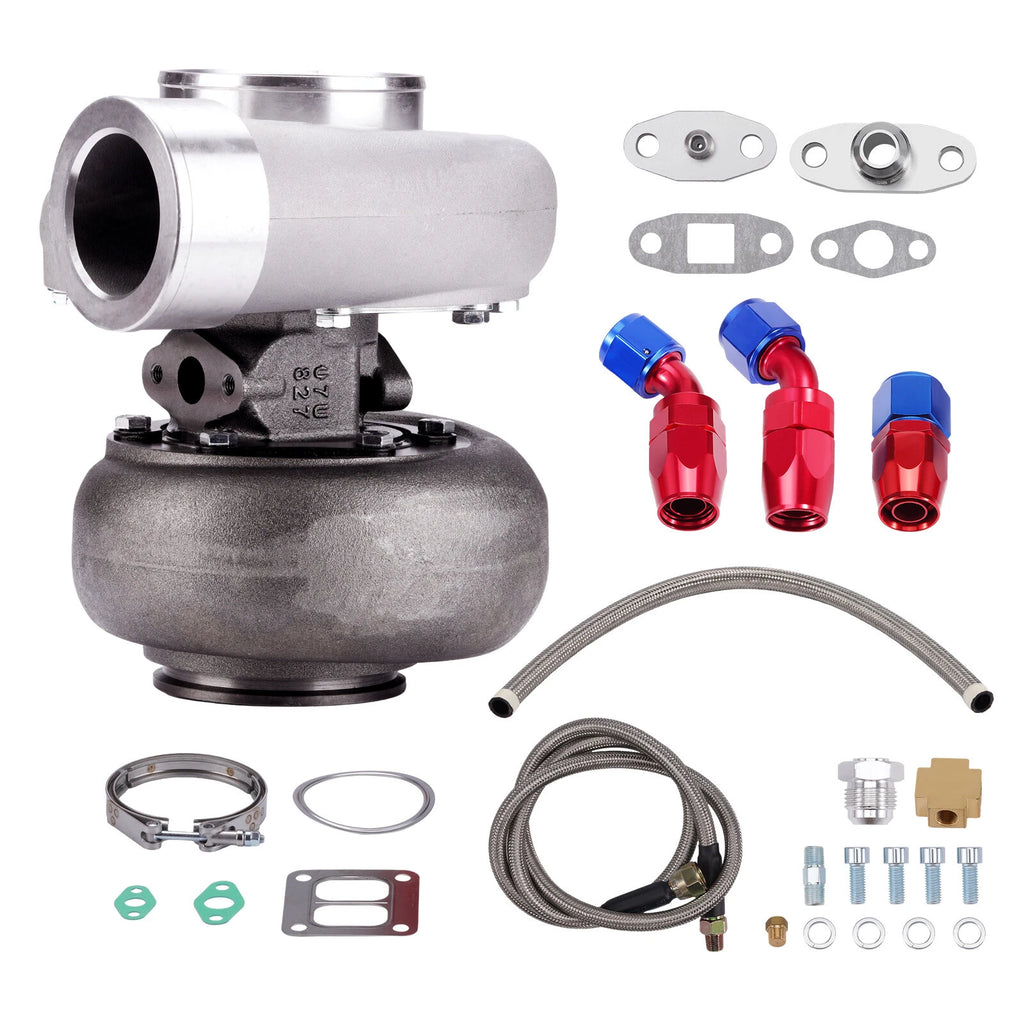 GT45 T4 V-Band Turbo 1.05 A/R 78 Trim 600+HP + Oil Feed Return Kit for