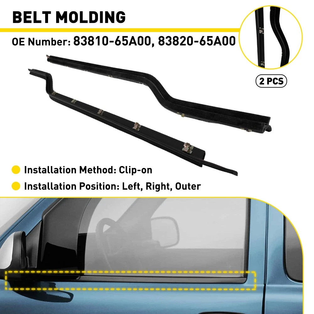 Set of 2 Weatherstrip Door Belt for Chevy Tracker/Suzuki Sidekick (89–98)