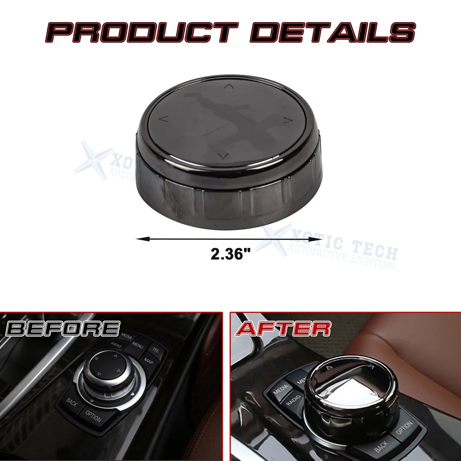 iDrive 7-Button Black Interior Multimedia Cover Trim for BMW 2-5 Series (2014-2019)