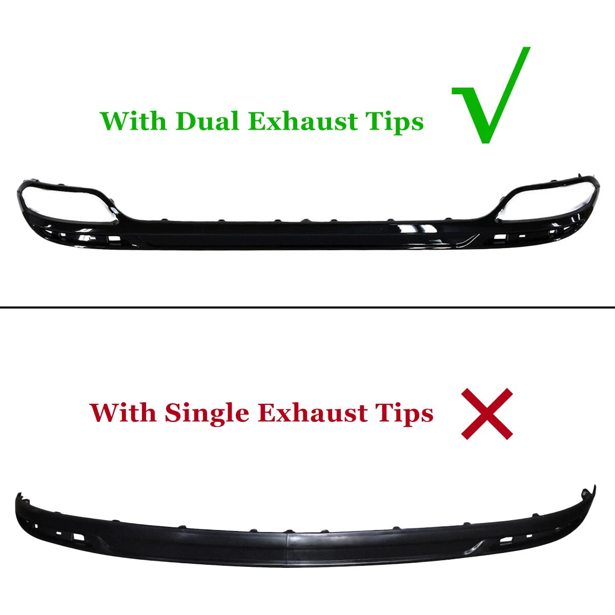 Rear Bumper Lower Trim Panel for Ford Fusion (2013-2018) with Dual Exhaust Tips