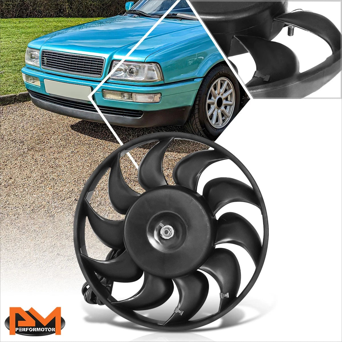Radiator Fan Assembly for Audi 100/90/A6/Cabriolet (1992–1998) 180W Motor