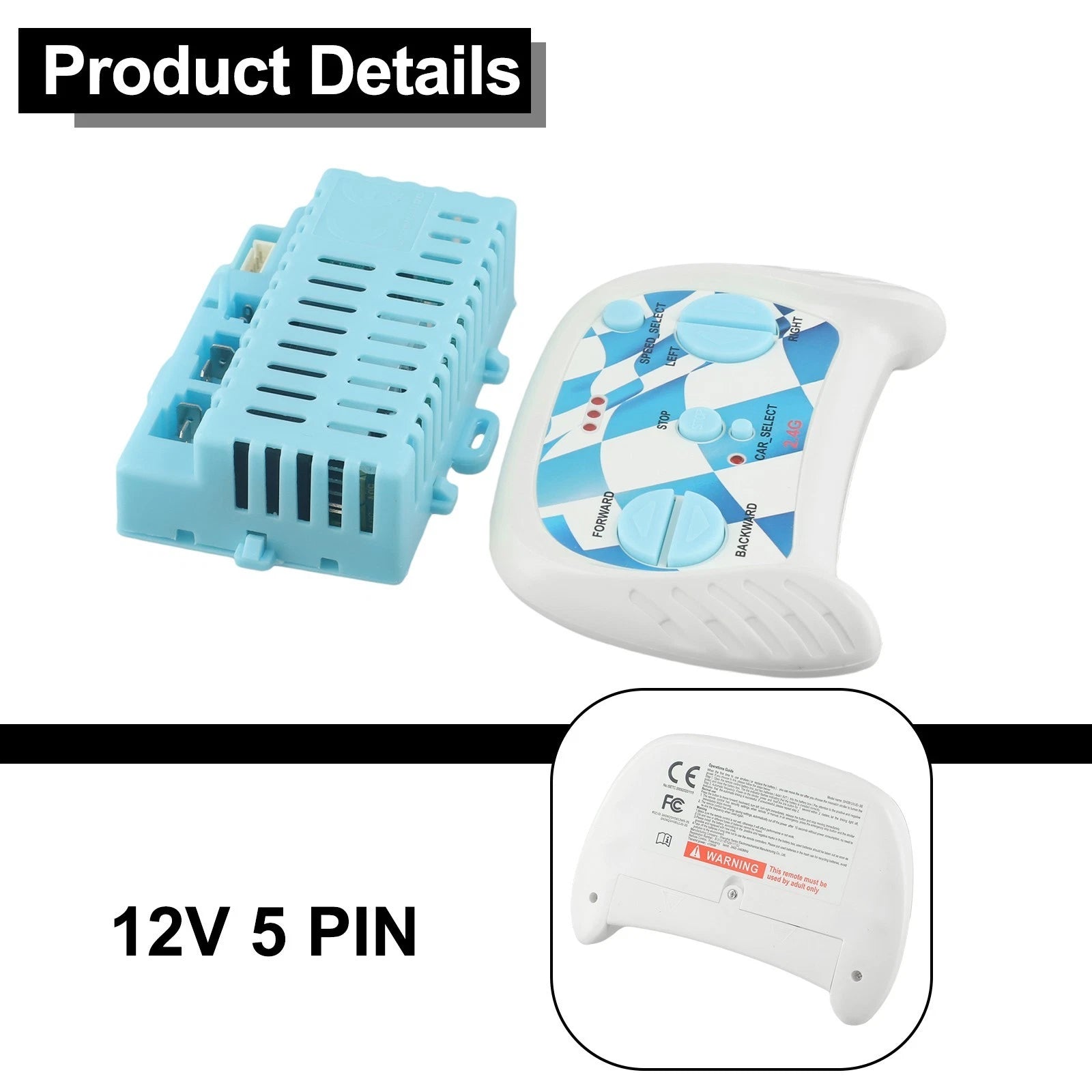 5 Pin Control Box Receiver for 24V Electric Cars (2.4G)