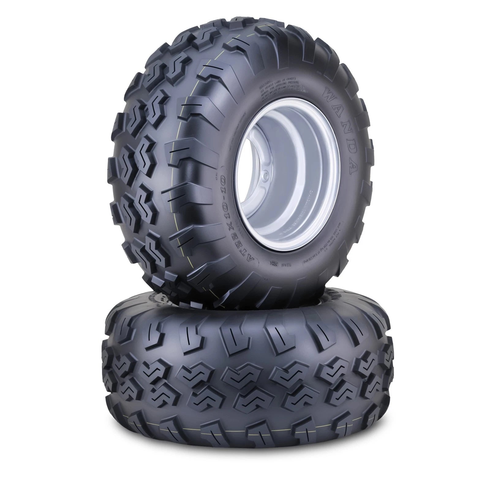 Set of 2 WANDA ATV Tires & Wheels 22X10-10 4x156mm PCD 3+5 Silver 10238