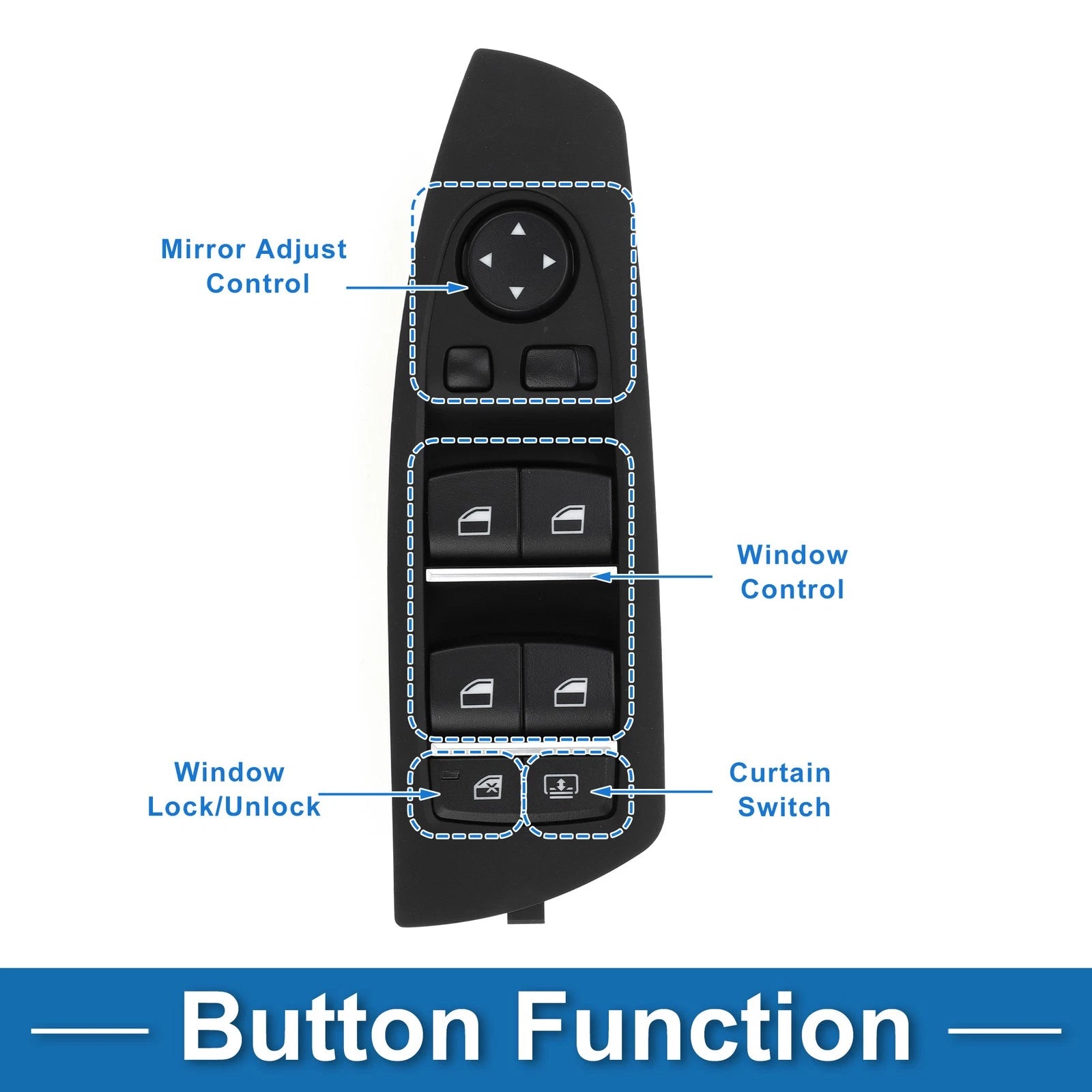 Power Window Switch for BMW 740i 750i 750Li 760Li (No. 61319241915) Black