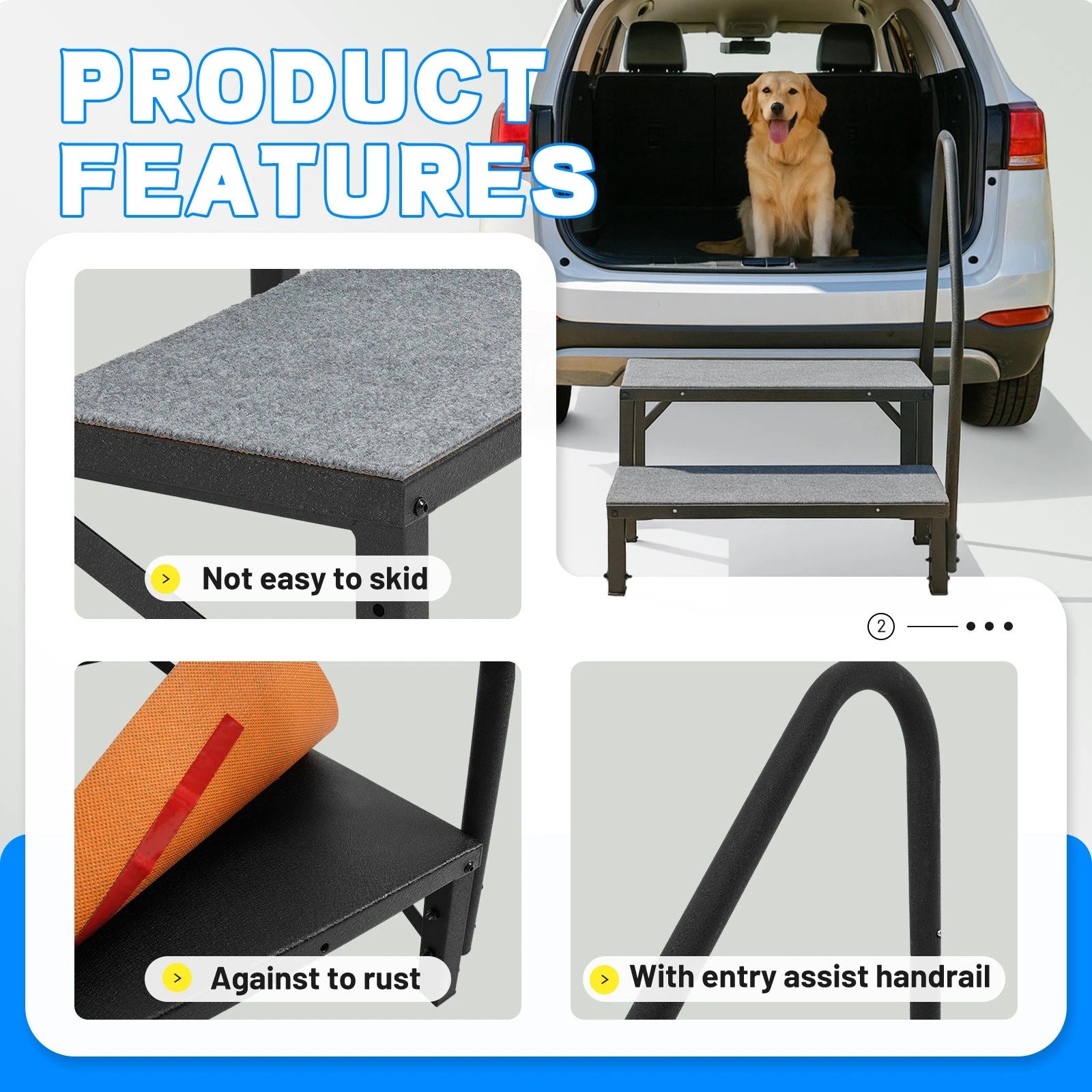 2-Step Ladder for RV Trailer Travel Camper (660 lbs Capacity)