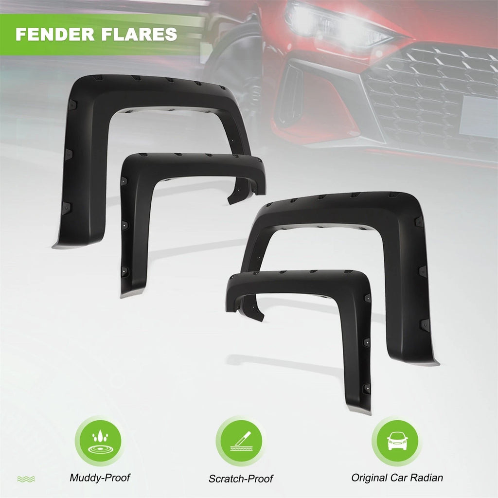 Set of 4 Pocket Style Fender Flares for Chevy Silverado 2500HD 3500HD (2014–2018)