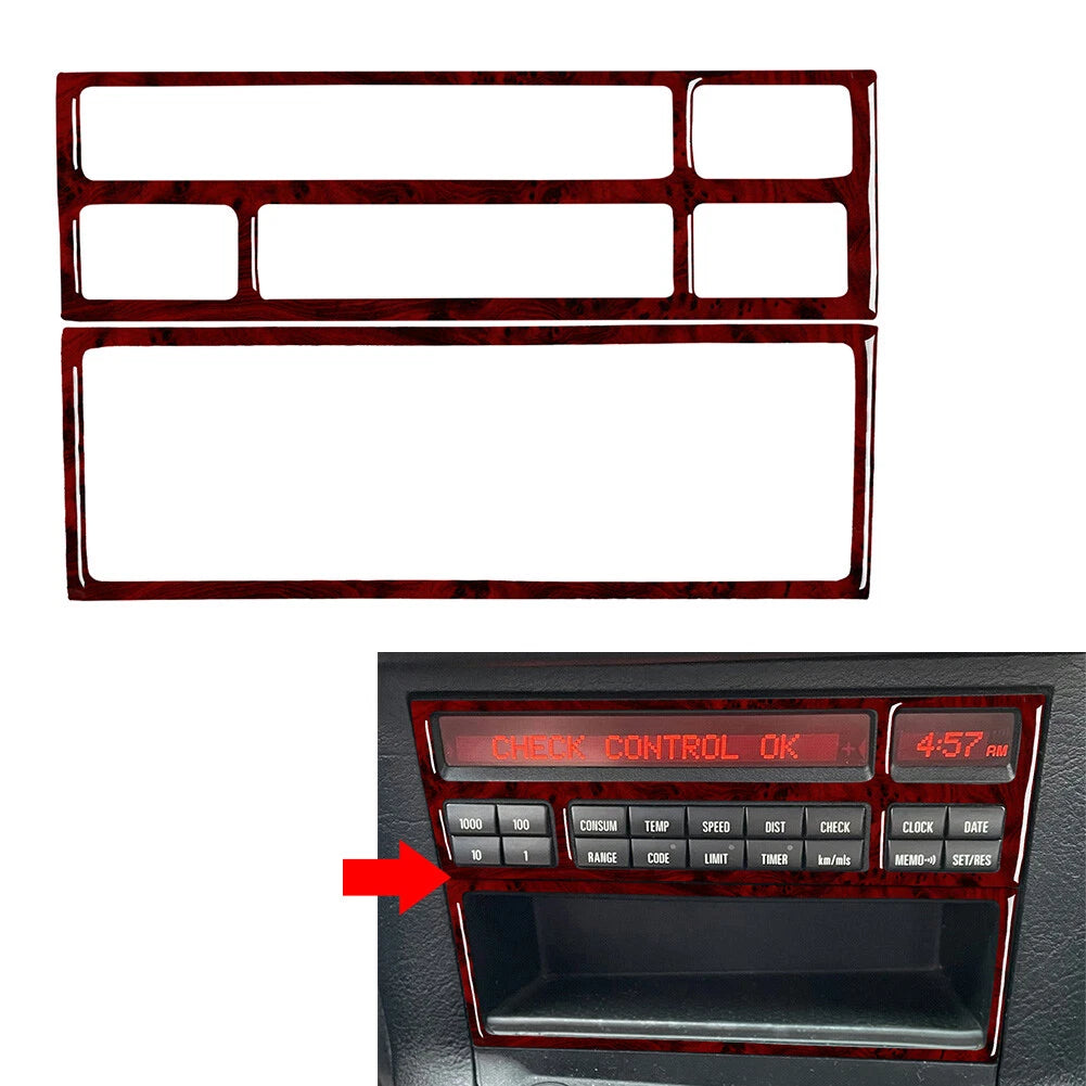 2X Red Wood Grain Console Radio CD Panel Trim for BMW 3 Series E36 (1991–1999)