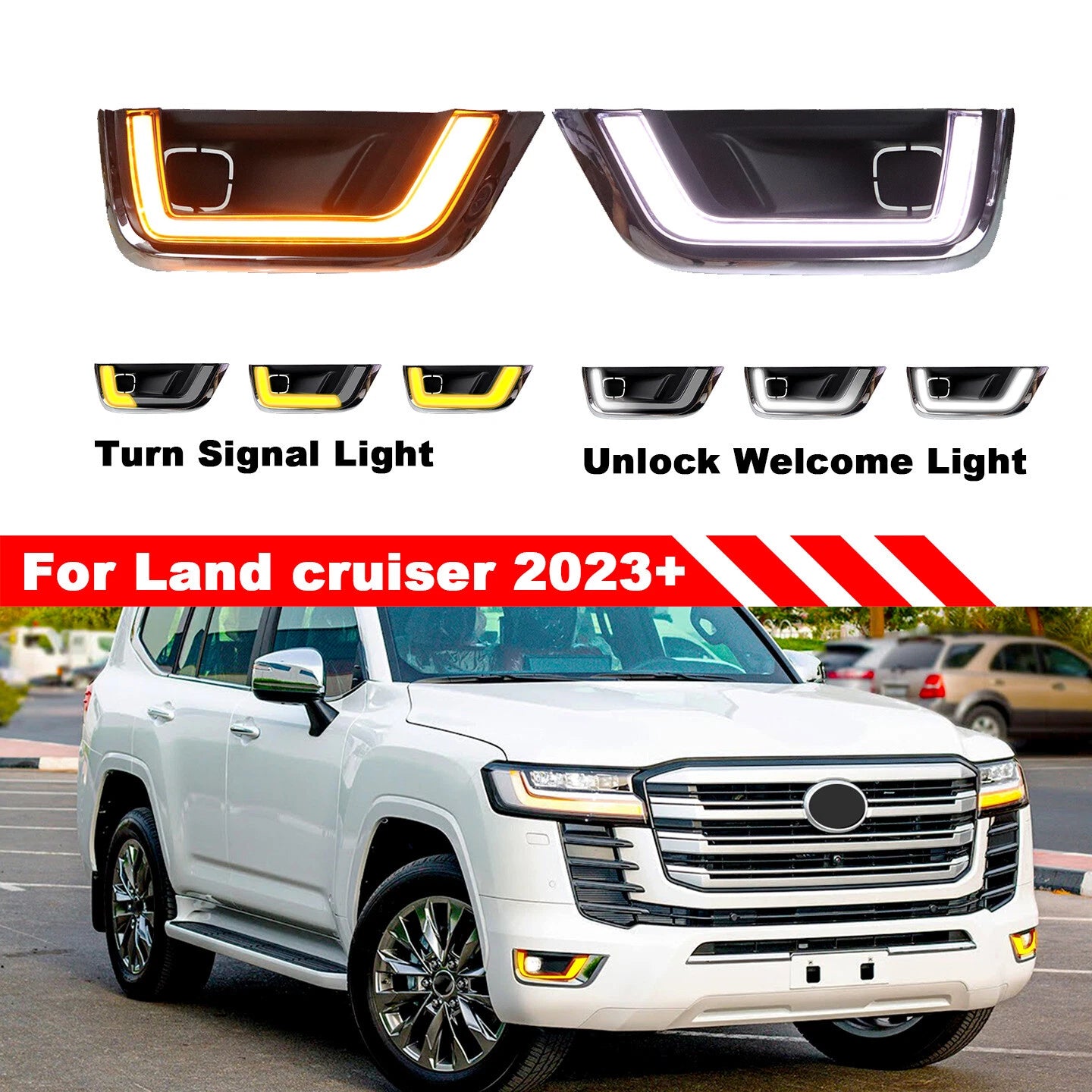 LED DRL Turn Signal Light for Toyota Land Cruiser LC300 (2022–2024)