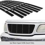 Upper Black Wide Rivet Billet Grille Insert for Ford F-150/Lightning (1999-2003)