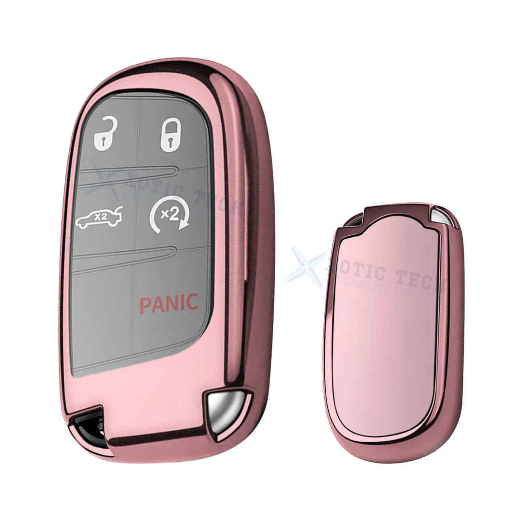 Rose Gold Soft TPU Smart Key Cover for Dodge Jeep (2019–2024)