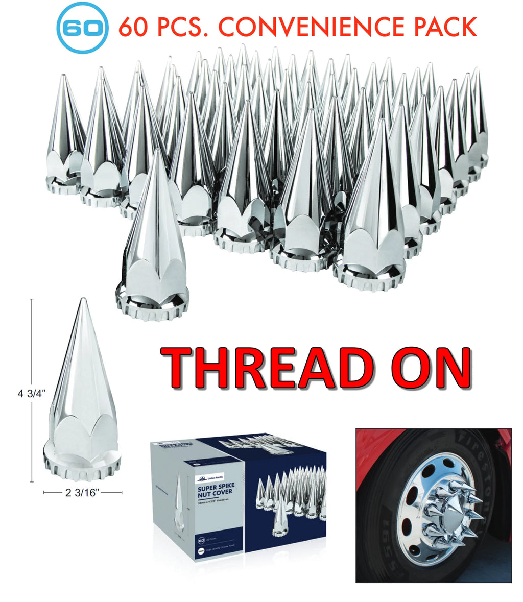 Chrome Spike Lug Nut Covers Thread-On 33mm for Toyota Tundra (2007–2021)