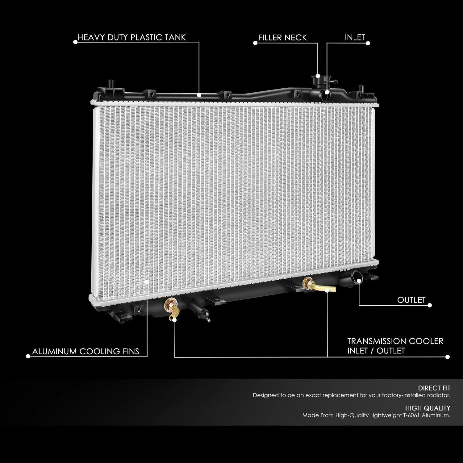 Aluminum Core Cooling Radiator for Honda Civic 1.7L AT (2001–2005) DPI 2354
