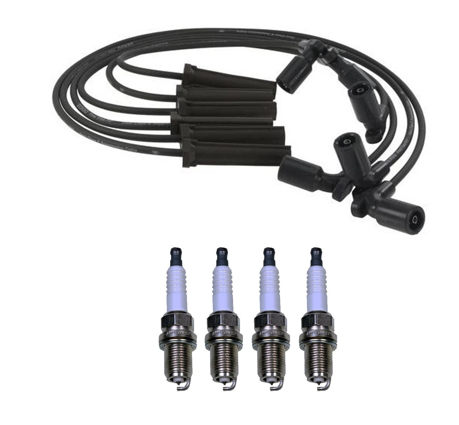 Denso 8mm Wire Set & 4 Double Platinum Spark Plugs for Mazda Tribute (2001–2008)