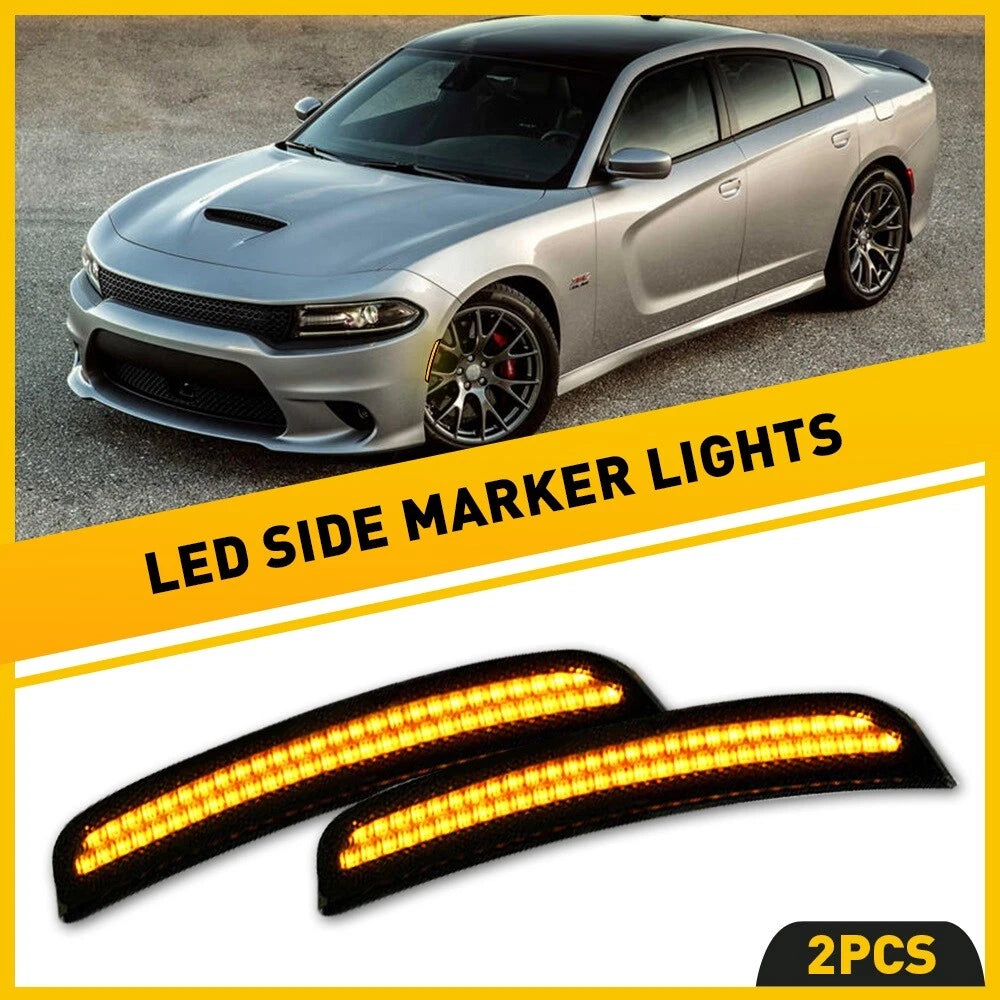 Set of 2 Smoke Lens LED Side Marker Lights for Dodge Charger (2015–2022)