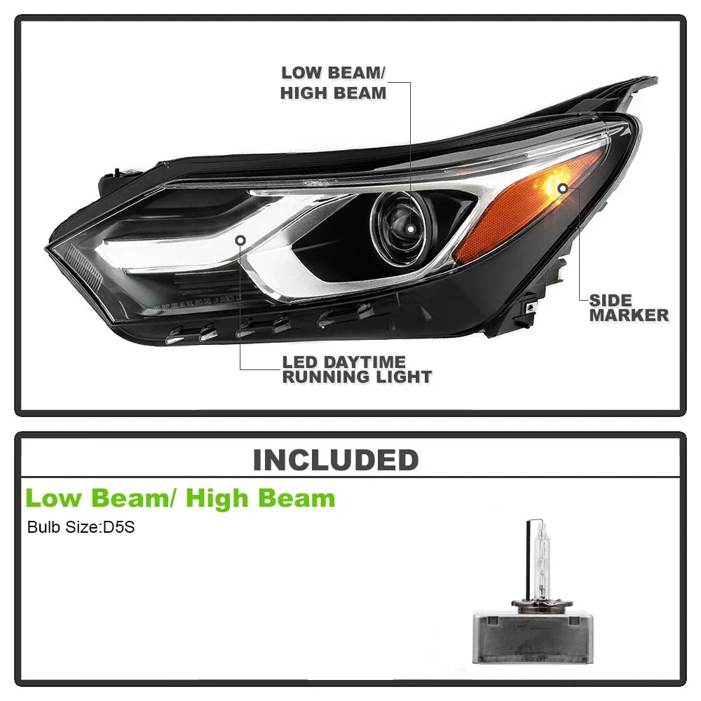 Headlight for Chevy Equinox (2018–2020) HID/Xenon LED DRL Left Driver Side