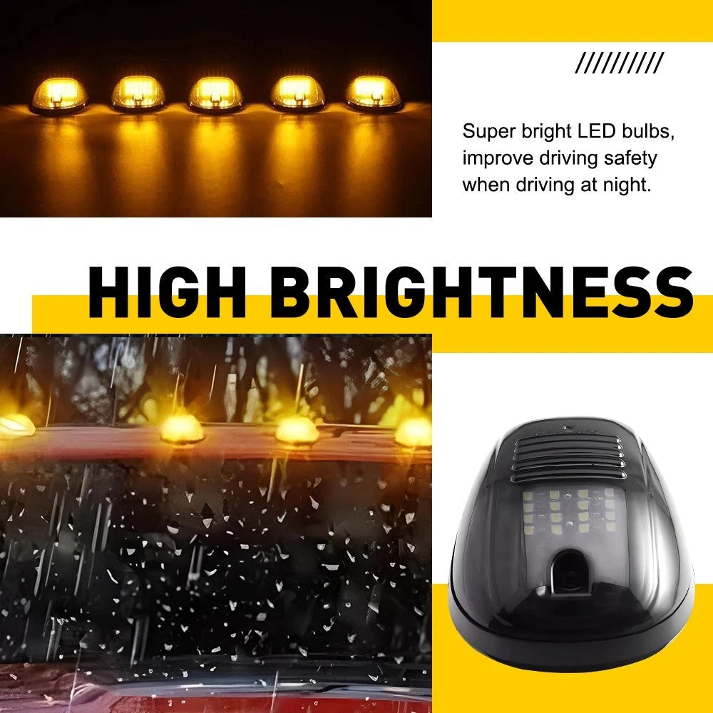 5X LED Top Cab Marker Roof Lights Amber for Dodge Ram 1500 2500 3500 (2003–2018)