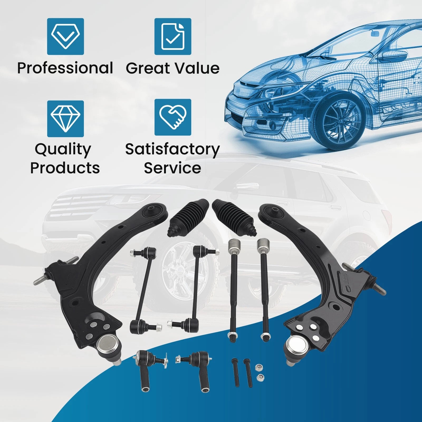 Set of 12 Front Strut Control Arms Sway Bar for Chevy Cobalt HHR (2005–2010)