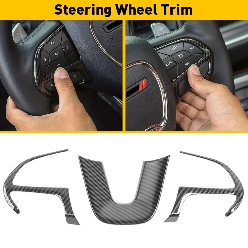 Set of 4 Steering Wheel Cover Trim Kit for Dodge Durango (2014–Present), Challenger (2015–Present), Charger (2015–Present)