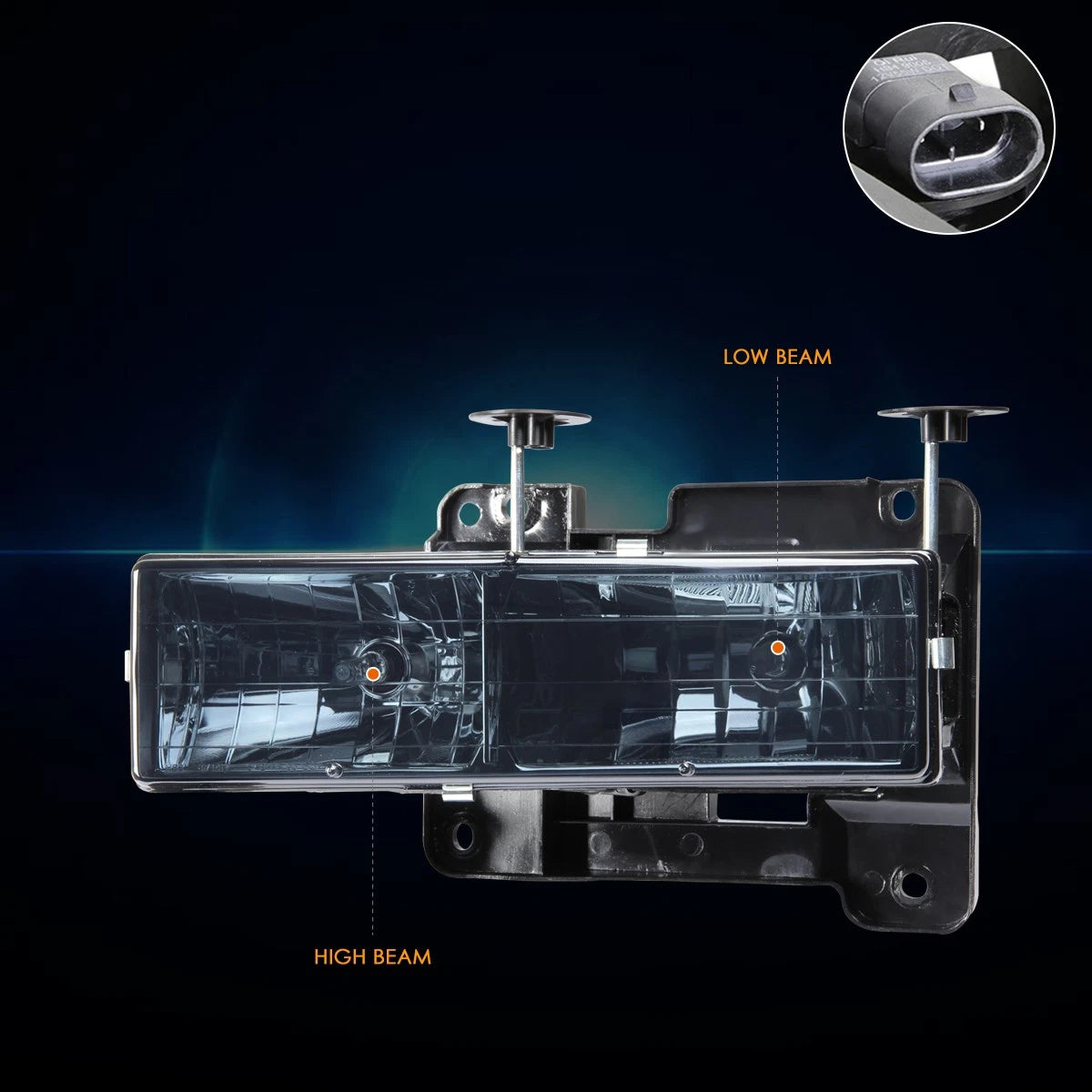 Smoked Housing Clear Lens Headlight for Chevy GMC C/K Pickup Suburban (1988–1999)