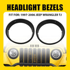 Black Headlight Bezels for Jeep Wrangler TJ (1997–2006)