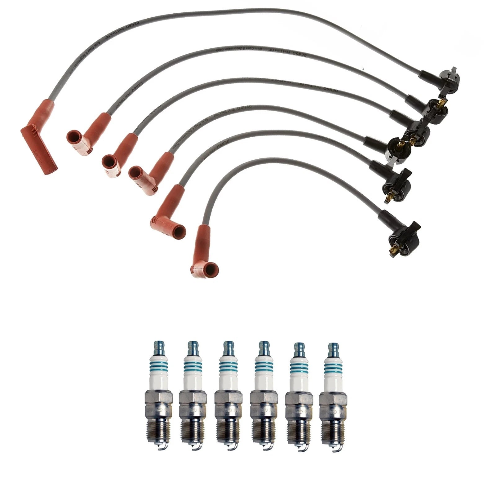 Denso 8mm Wire Set & 6 Iridium Power Spark Plugs Kit for Ford 4.0L V6 (2001–2008)