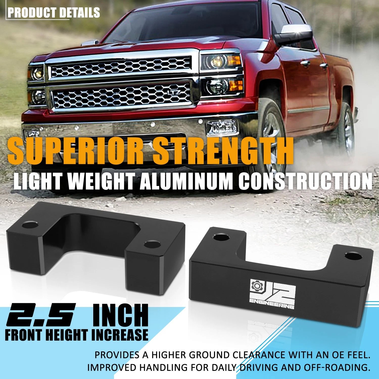 2X Front Leveling Lift Spacers for Silverado/Sierra 1500 (2007–2022)