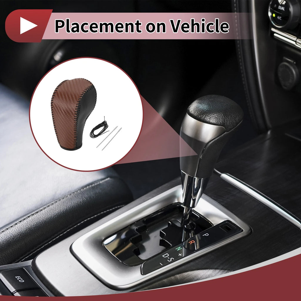 1 Pc Gear Shift Knob Cover for Ford Edge (2011–2014) Brown Faux Leather