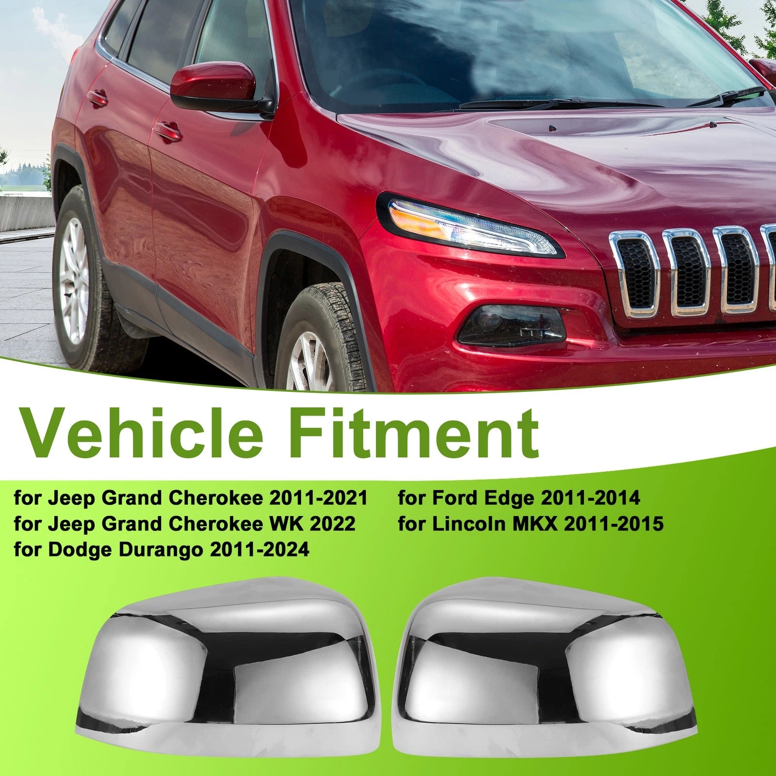 2X Side Mirror Cover Caps for Jeep Grand Cherokee (2011–2021)