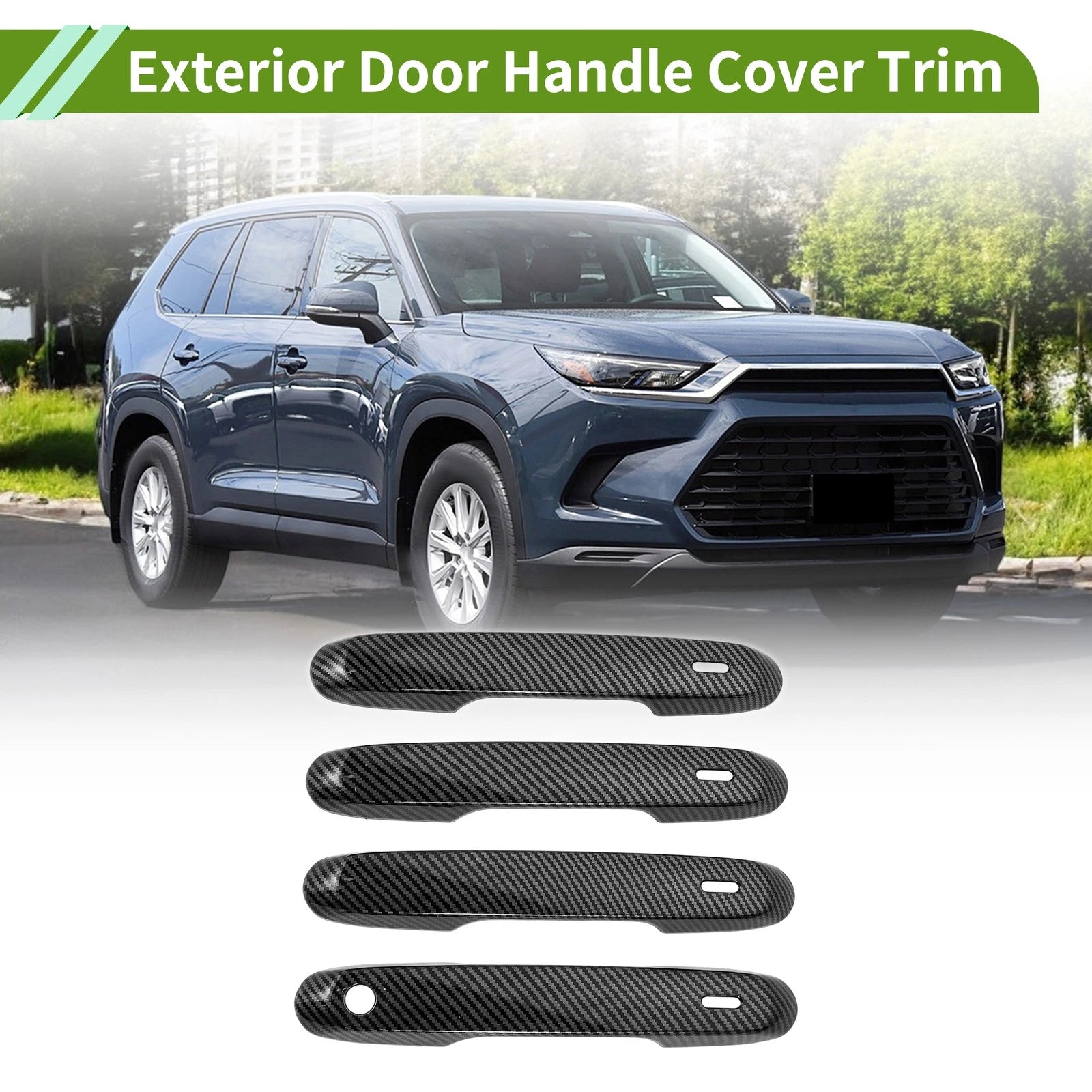 Exterior Door Handle Cover Trim for Toyota Grand Highlander (2024–2024) Carbon Fiber Black