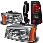 Chrome Crystal Headlight + Black Smoked 3D LED Tail Light for Silverado (2003–2007)