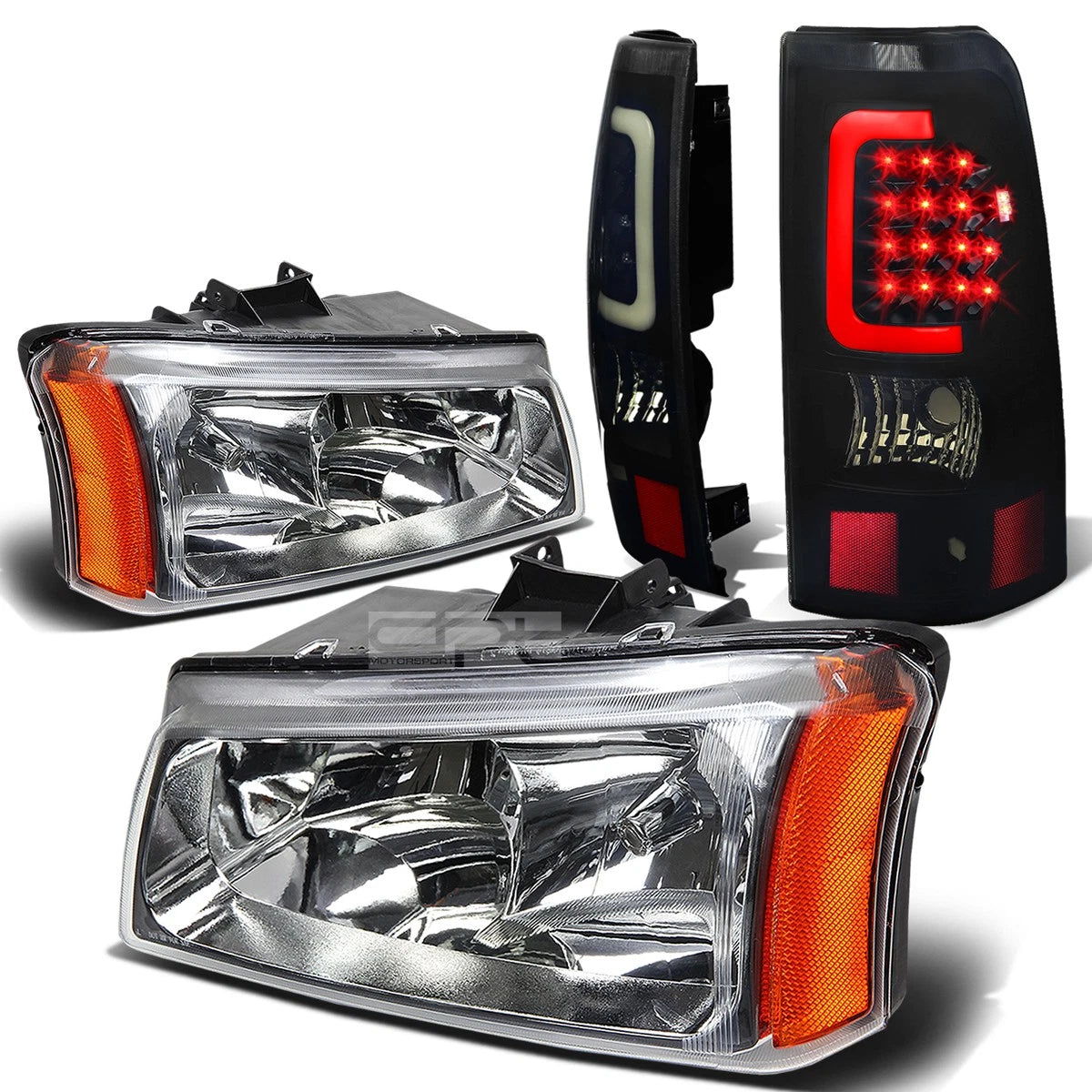 Chrome Crystal Headlight + Black Smoked 3D LED Tail Light for Silverado (2003–2007)