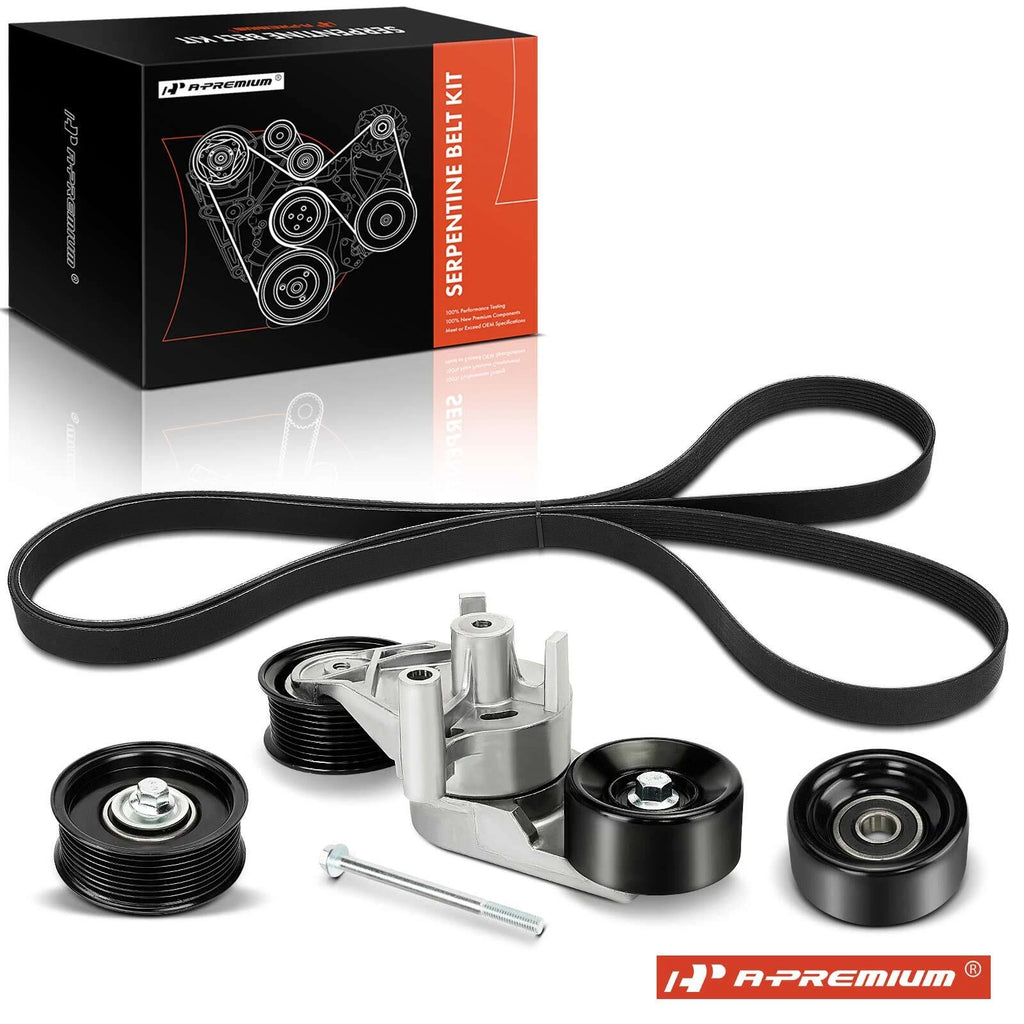Set of 4 Serpentine Belt Drive Components for Ford E-350 E-450 (1992–2022)