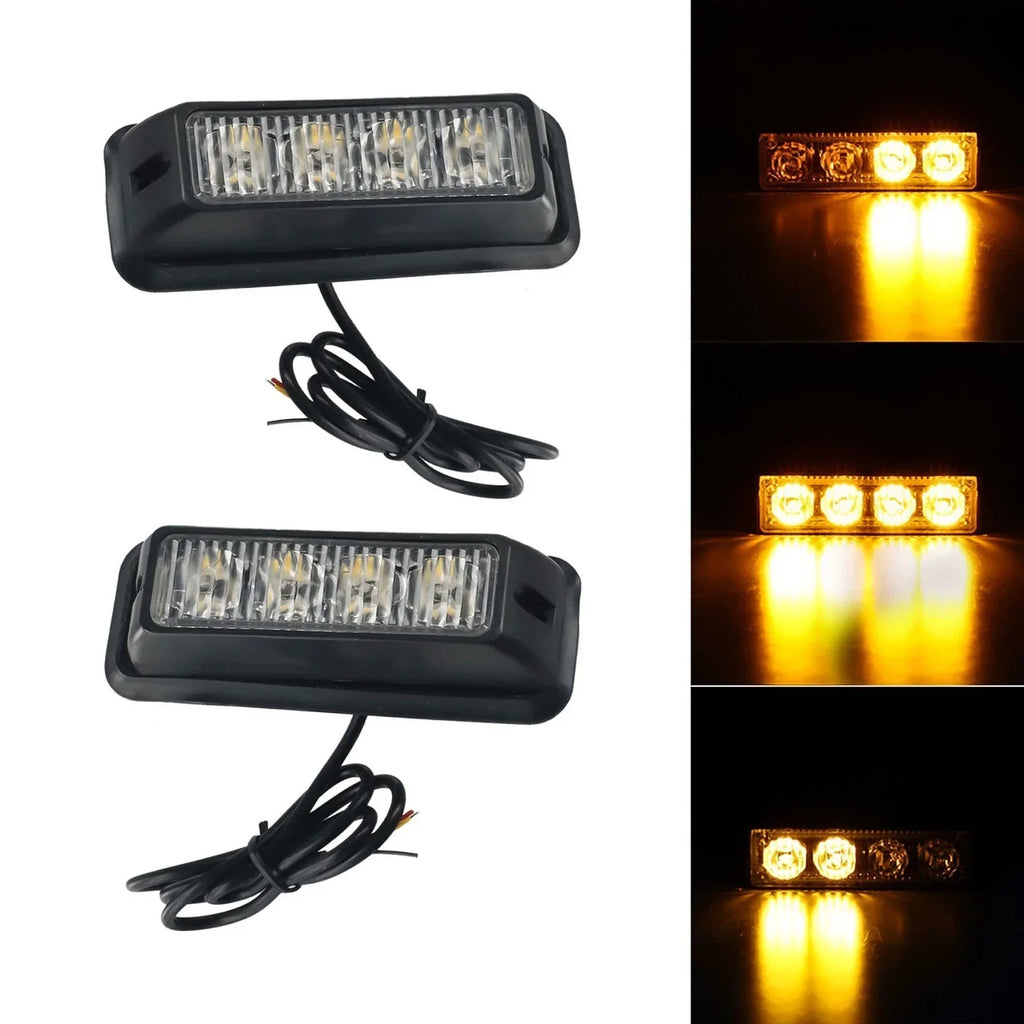 LED Car Light Flash Light Strobe Orange Amber DC 12V for Car