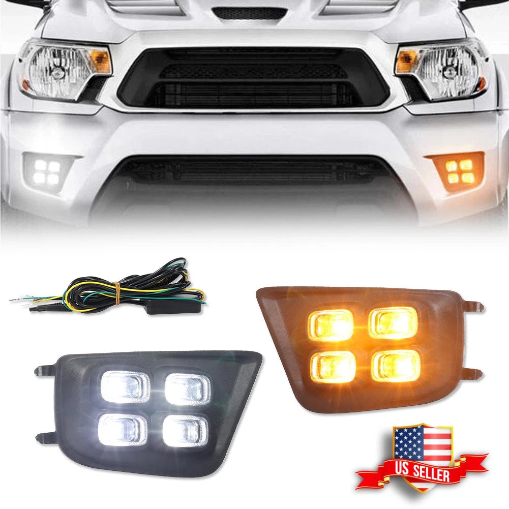 DRL LED Fog Lights for Toyota Tacoma (2012–2015) Amber Turn Signal