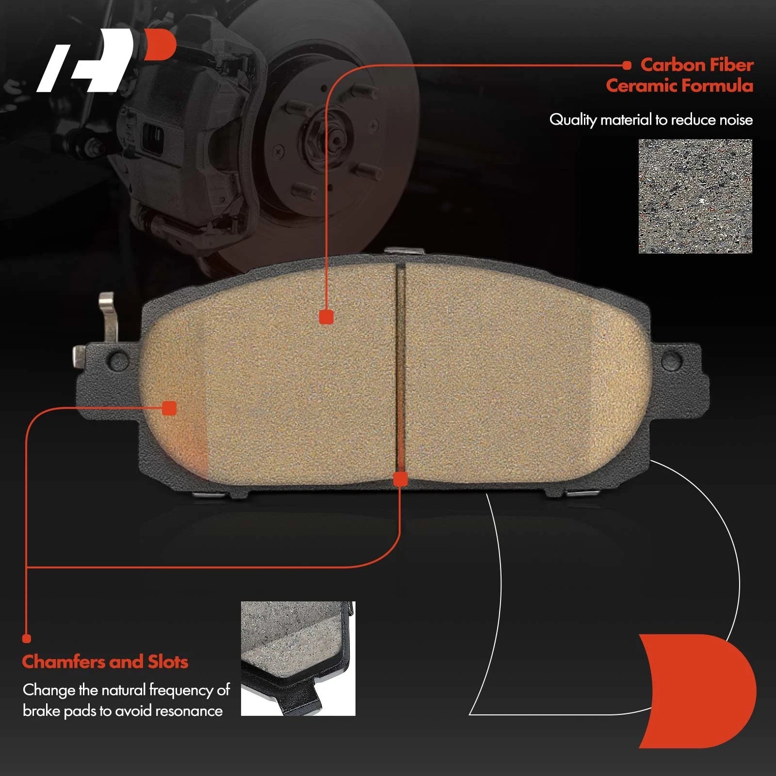 Set of 4 Front Ceramic Brake Pads with Hardware for Nissan Sentra (2020–2024)