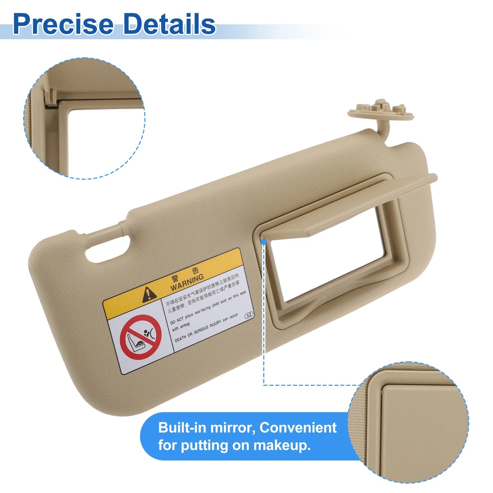 Right Side Sun Visor for Toyota Corolla (2014–2018) No. 7431002K91 Beige