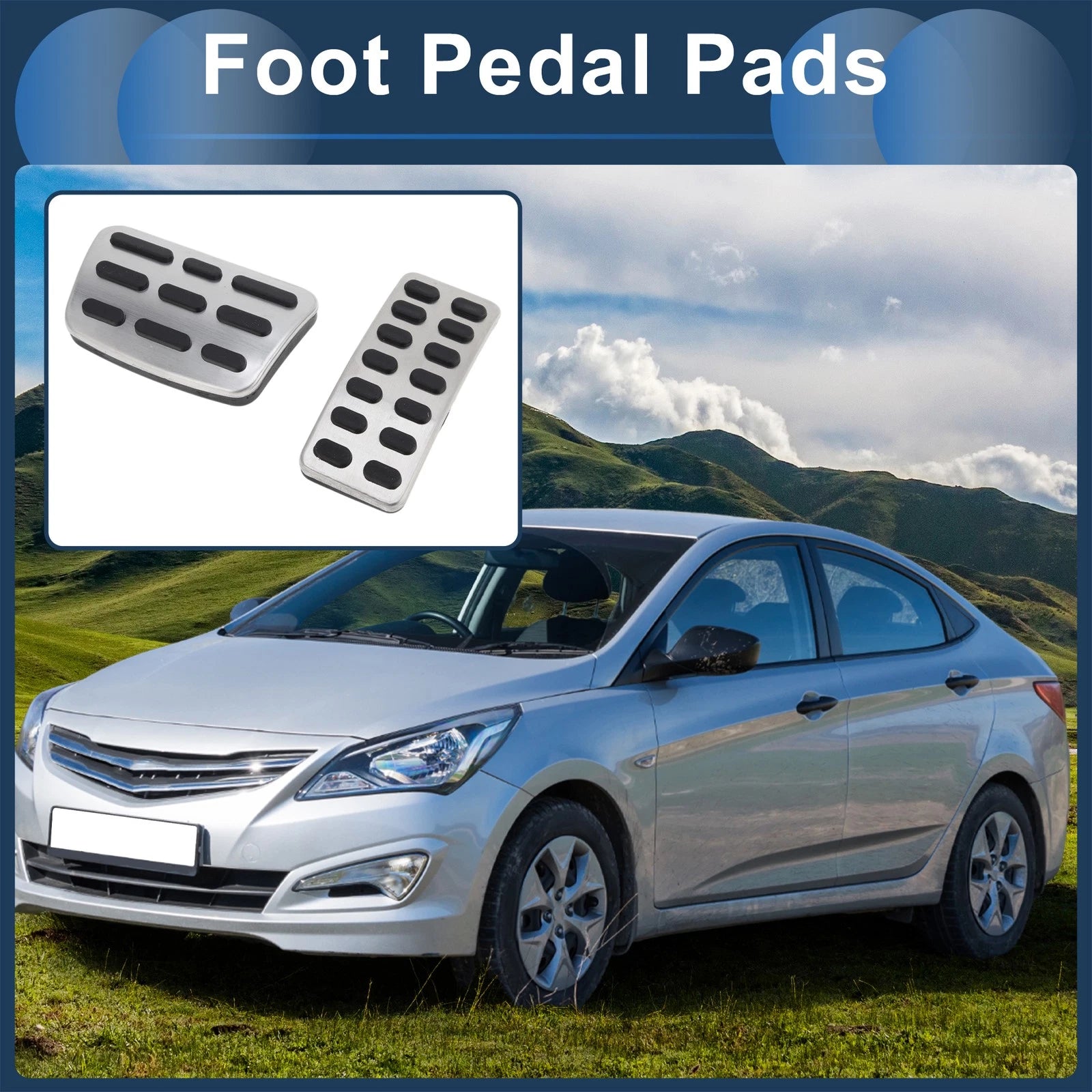 Set of 1 Automatic Footrest Pedals Cover for Hyundai Accent (2011–2019) Silver Tone