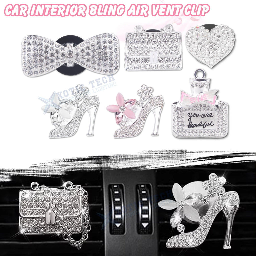 Bling Handbag Heart Shaped Auto Air Conditioning Clip Charm Set (Combo)