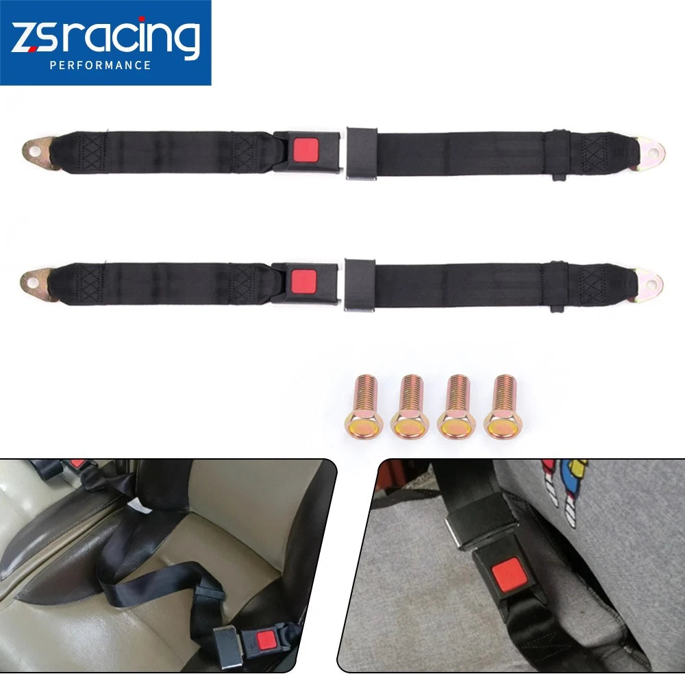 2 Pack Adjustable 2 Point Lap Seat Belts for Universal Truck Car