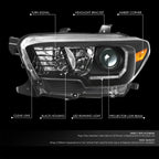 LED Projector Headlights for Toyota Tacoma (2016–2023) - Black Housing, Amber Corner