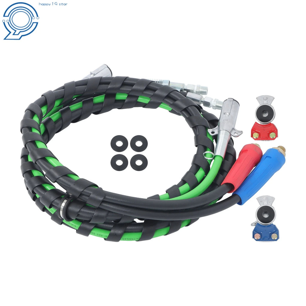 Set of 2 Air Line Hose Assemblies for Semi Truck Tractor Trailer (12 Ft)