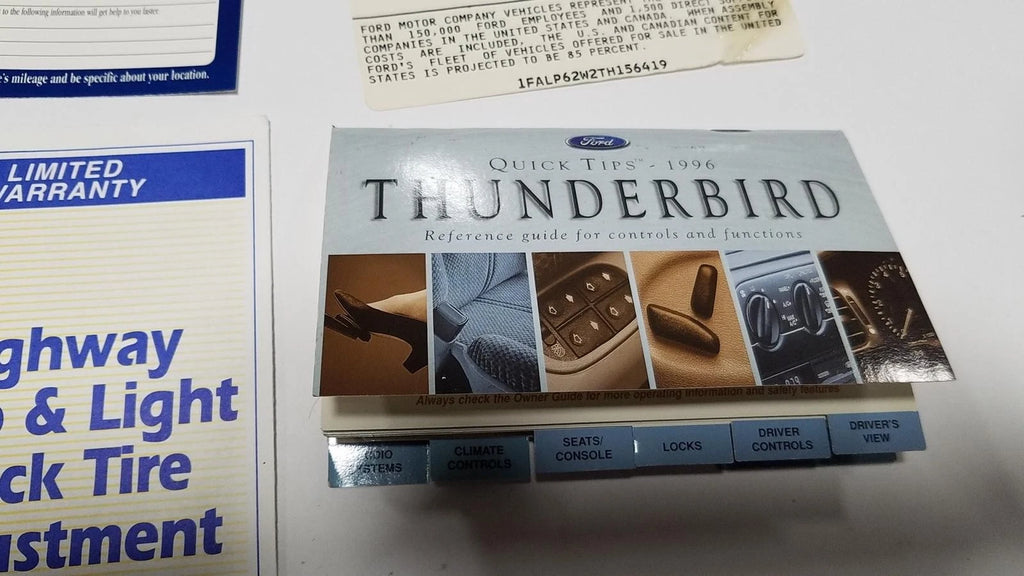 Owners Manual Collection for Ford Thunderbird (1996)