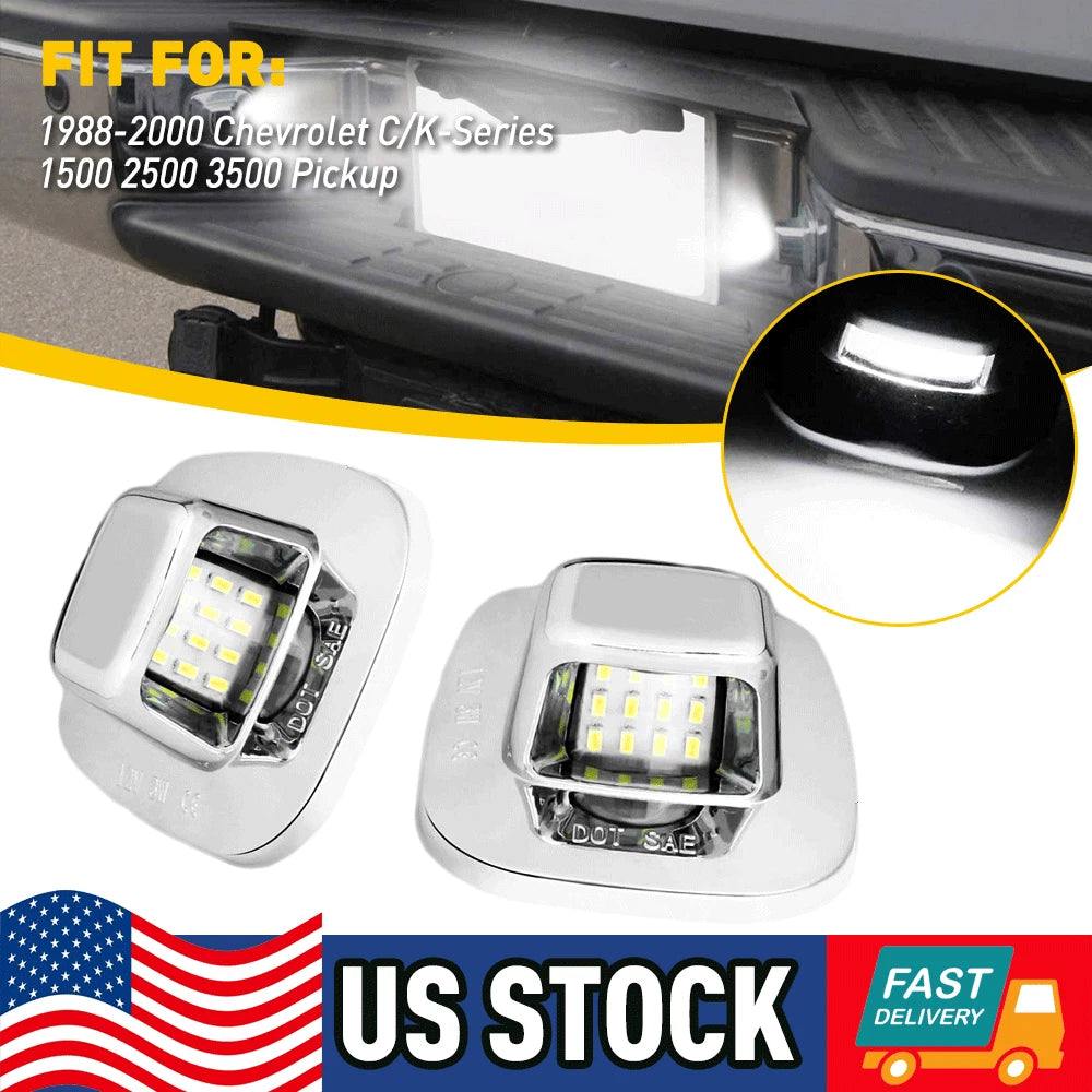 2pc Bright LED License Plate Lights for Chevy C/K 1500 2500 3500 (1988–2000)