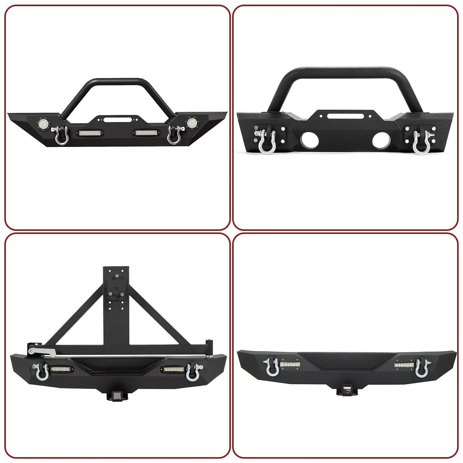 Front/Rear Bumper for Jeep Wrangler JK Unlimited (2007–2018) w/ Winch Plate, LED
