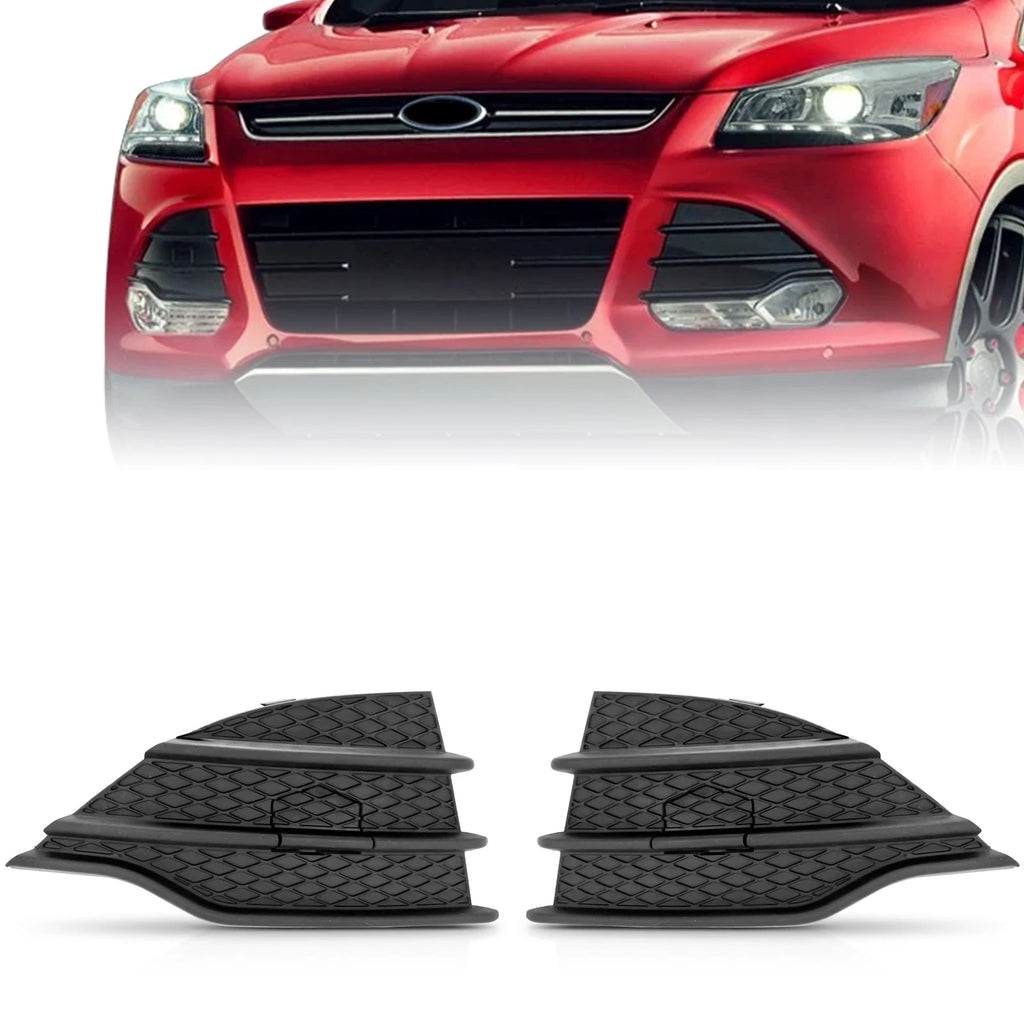 Set of 2 Bumper Cover Grille Inserts for Ford Escape (2013–2016) Black