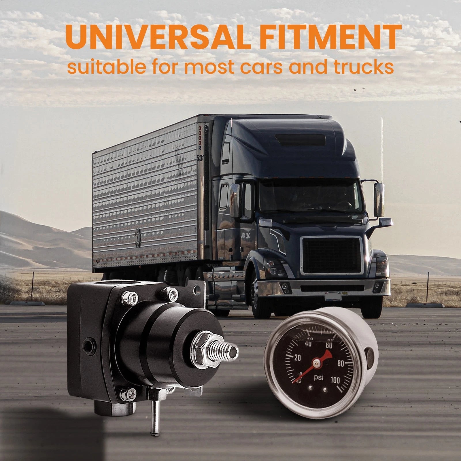Adjustable Fuel Pressure Regulator Kit with 100 PSI Gauge AN6 Fitting for