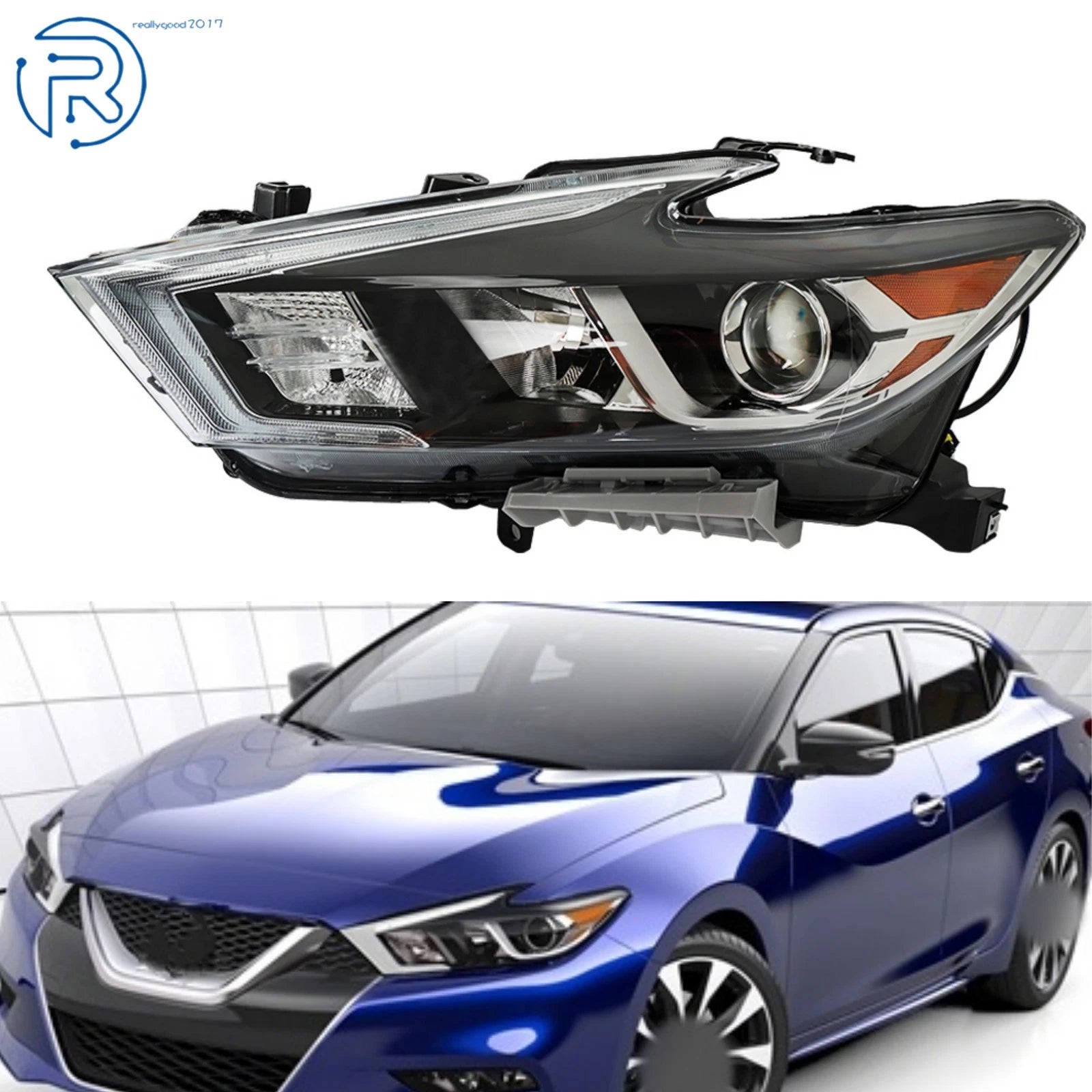 Driver Left Halogen Headlight for Nissan Maxima (2016–2018) w/ LED DRL